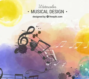 水彩音乐背景图片