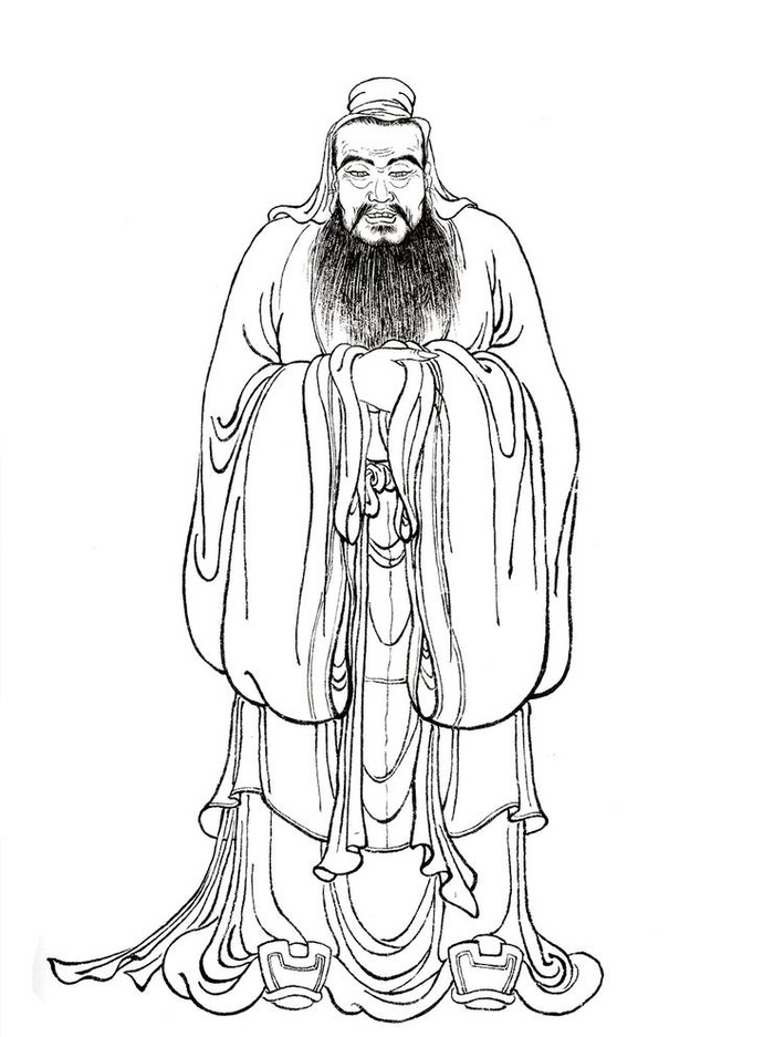 孔子儒家白描矢量图图片ai矢量模版下载