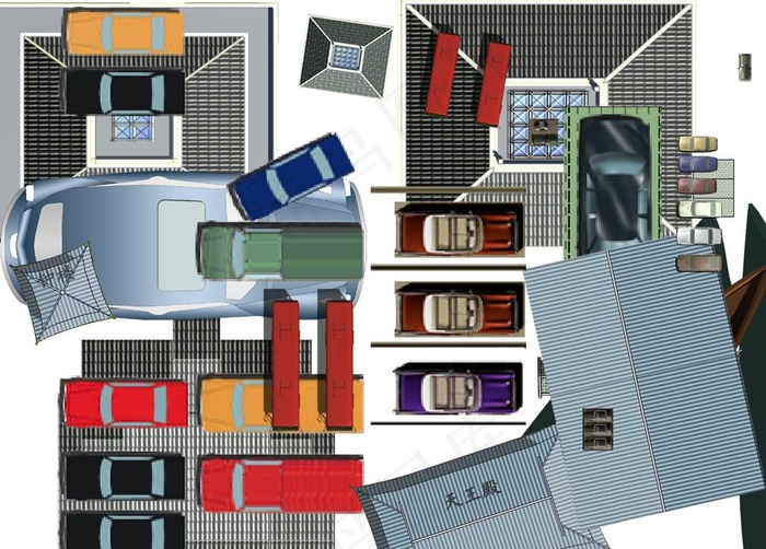 屋顶平面贴图 小车平面贴图图片psd模版下载