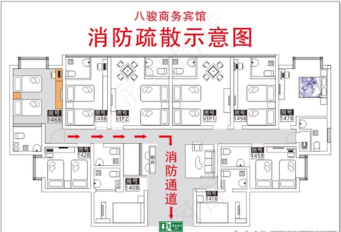 消防疏散示意图图片cdr矢量模版下载