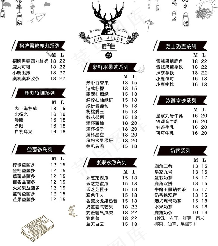 鹿角巷菜单图片(4724x5512)psd模版下载