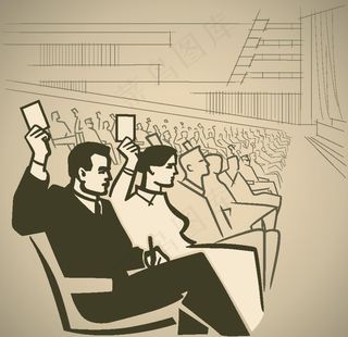 投票选举会议开会卡通素材图片