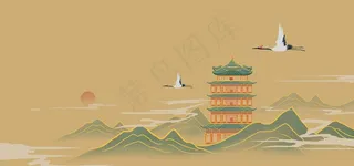 黄鹤楼国风古风背景海报素材图片