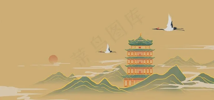黄鹤楼国风古风背景海报素材图片 黄鹤楼国风古风背景海报素材图片