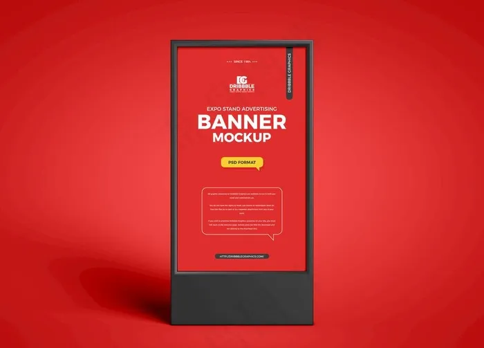 展台广告横幅样机图片(5000x3750)psd模版下载