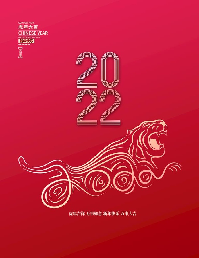 2022新年海报红色喜庆背景图片