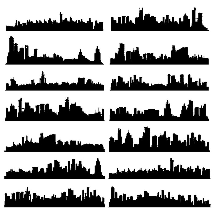 城市剪影图片ai矢量模版下载