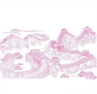 手绘长城图片