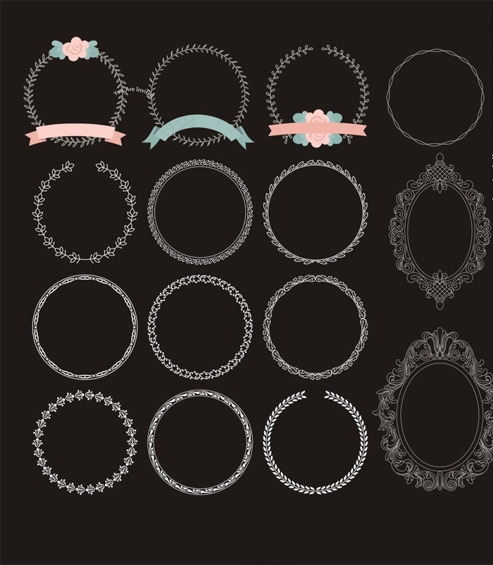 花环 花框 花边图片cdr矢量模版下载