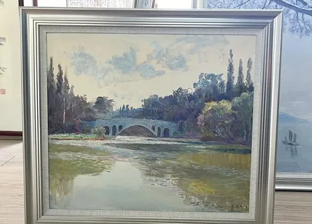 大桥风景油画图片 大桥风景油画图片