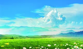 蓝天白云绿草地图片