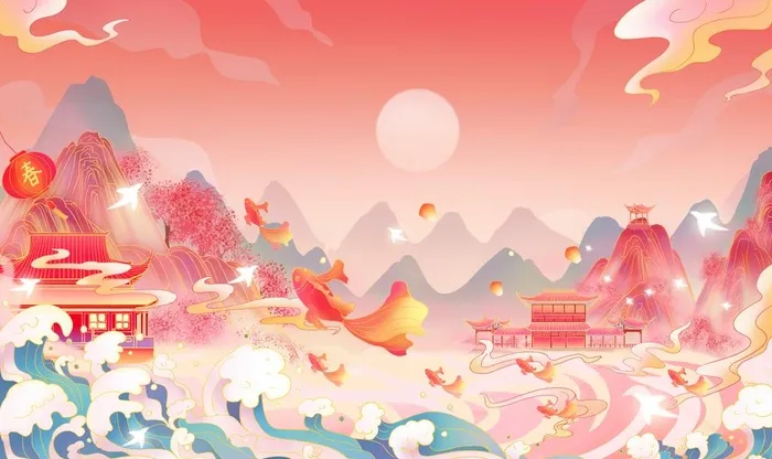 国潮山水虎 背景图图片(4000x2500)psd模版下载