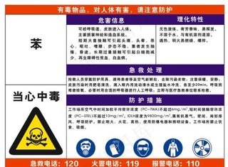 苯危害告知牌图片