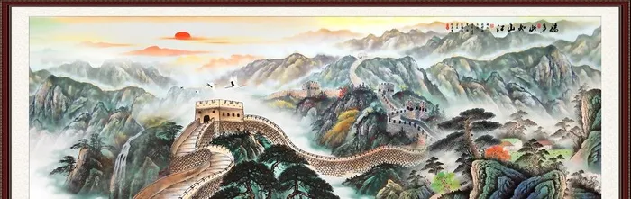 巨幅长城国画图片(7087x2461)psd模版下载