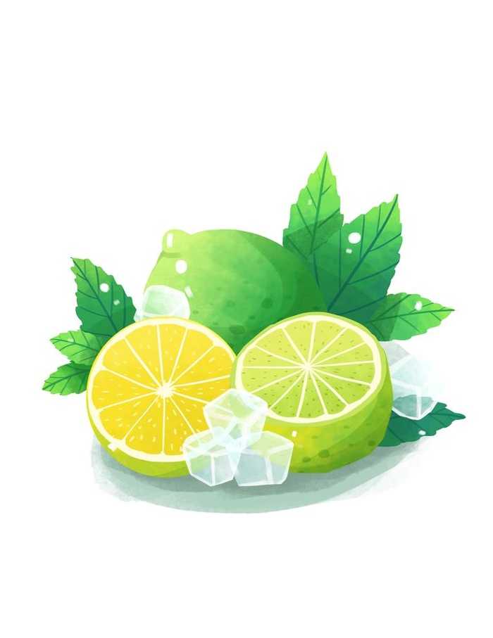 柠檬冰块图片