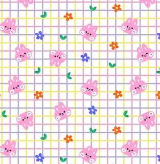 格子 卡通兔子 图片