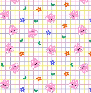 格子 卡通兔子 图片
