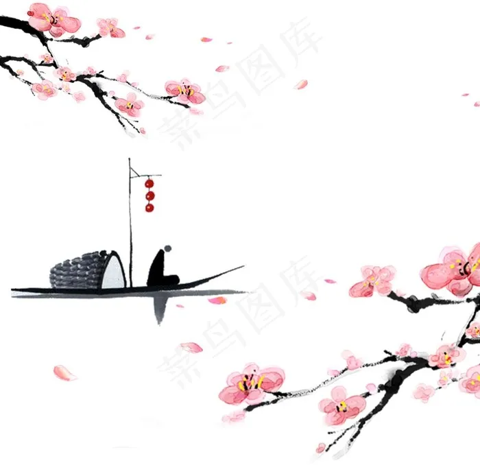 水墨桃花图片(1000x1000)