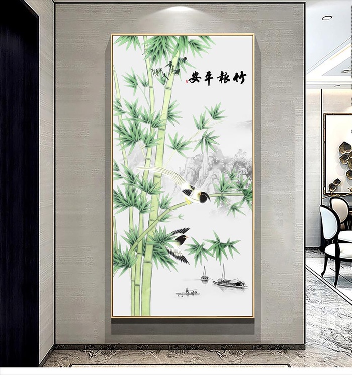 竹报平安玄关装饰画图片(3402x6803)psd模版下载