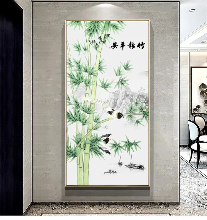 竹报平安玄关装饰画图片(3402x6803)psd模版下载