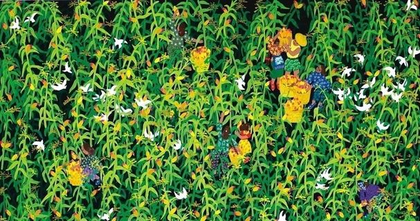 农民画 玉米地图片