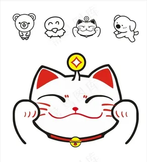 小动物简笔画 可爱招财猫图片 小动物简笔画 可爱招财猫图片