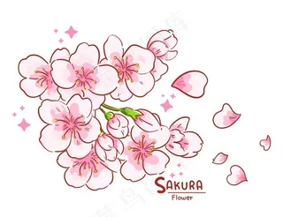 樱花手绘卡通艺术插画图片