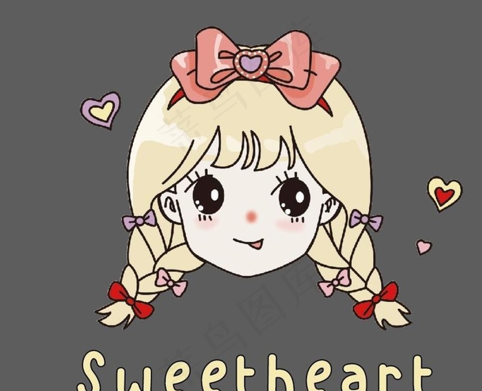 小女孩图片ai矢量模版下载
