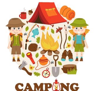 户外露营卡通图案设计图片
