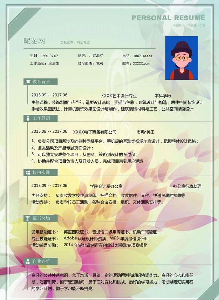 Word个人简历模板图片