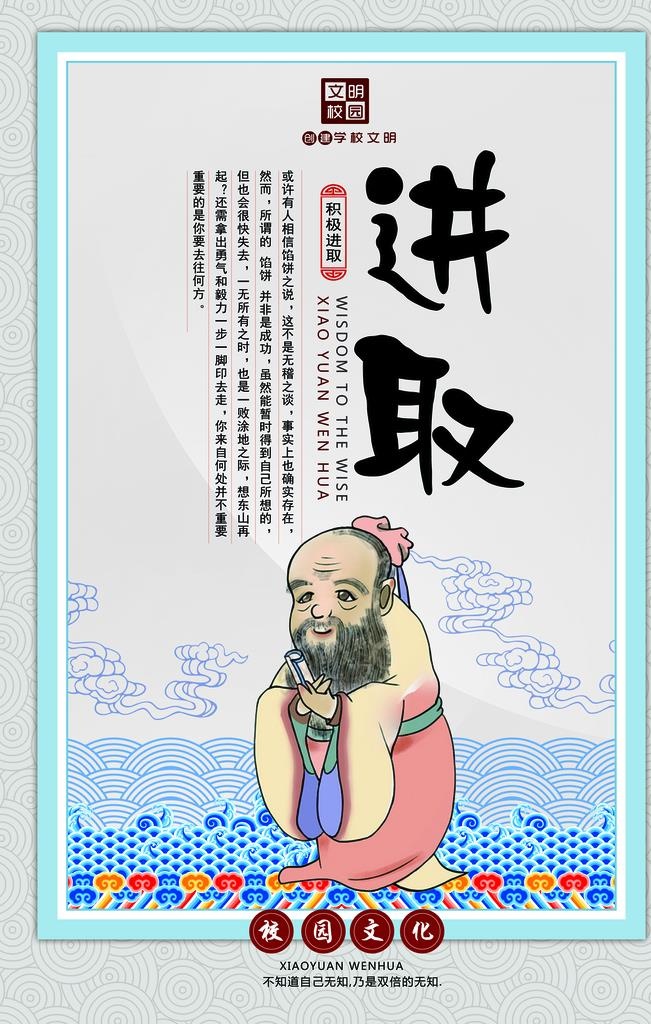 中式古人校园文化墙教育文化套图图片