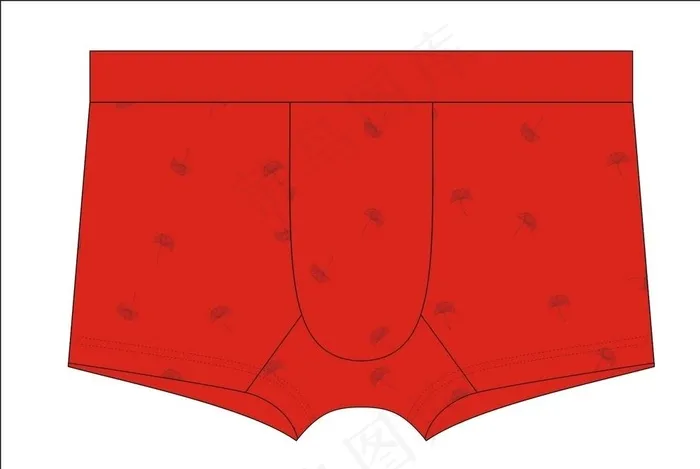 银杏男士平角内裤款式图CDR图片cdr矢量模版下载