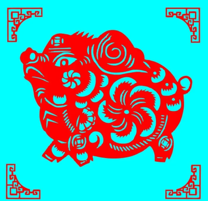 猪剪纸图片ai矢量模版下载