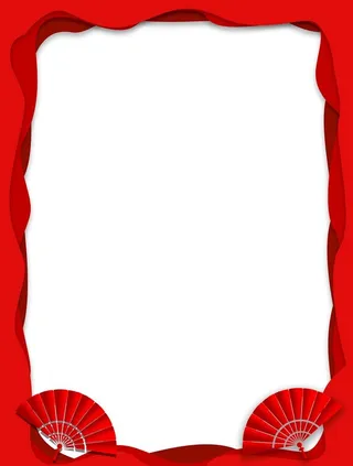 春节简约红色边框图片