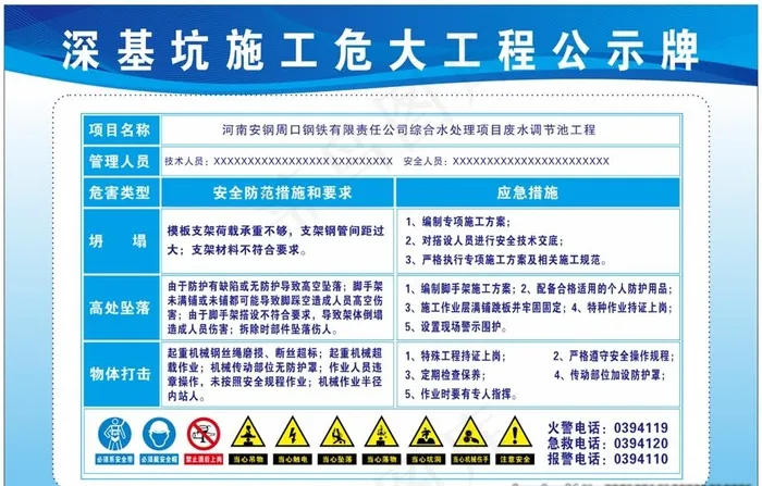 危大工程公示牌图片cdr矢量模版下载