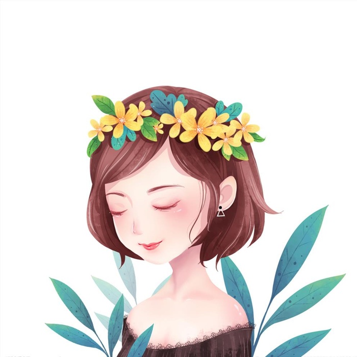 少女 插画图片(1000x1000)psd模版下载