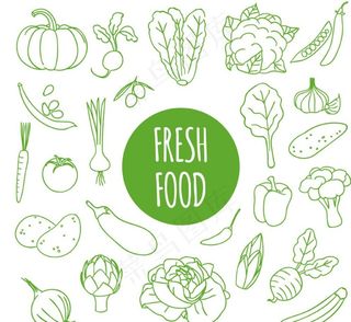 新鲜蔬菜无缝背景矢量素材图片
