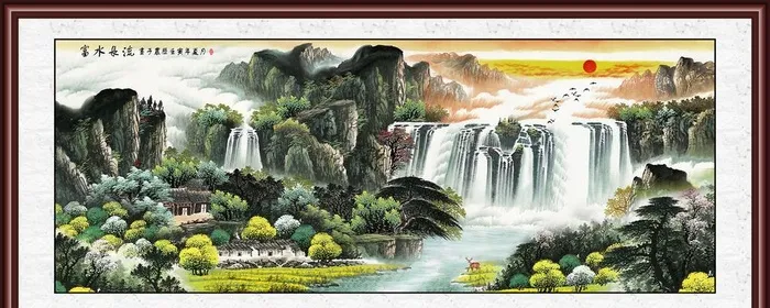 山水国画图片(15000x6000)psd模版下载