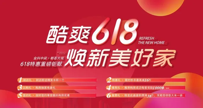 房地产618促销背景板图片