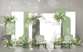 白绿色婚礼怡怡伞图片