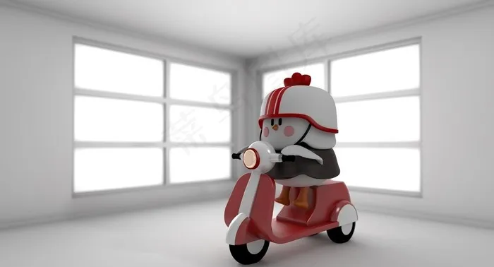 送外卖的小鸡 外卖模型 C4D图片