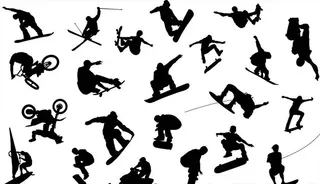 运动滑板人物剪影素材图片