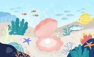 卡通海洋生物插画  图片