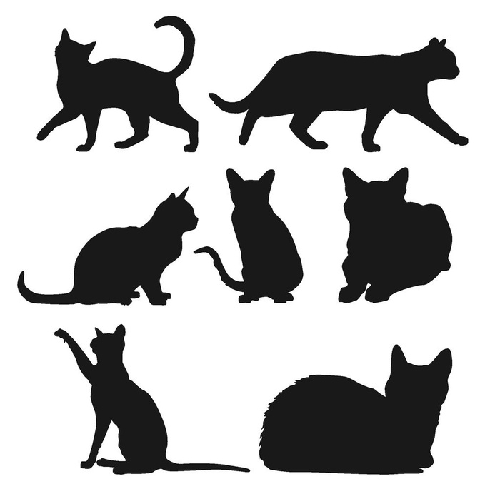 猫剪影图片ai矢量模版下载