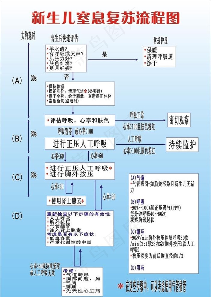 新生儿窒息复苏流程图图片cdr矢量模版下载