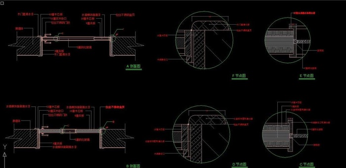 cad大门节点图施工图片