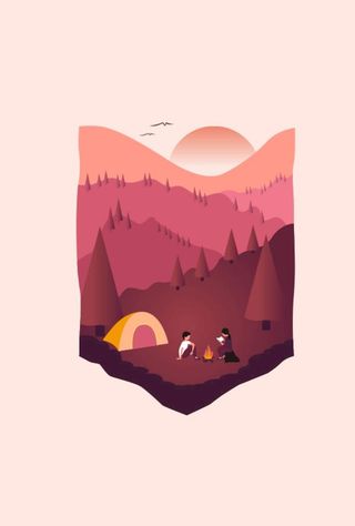 矢量风景插画野营图片