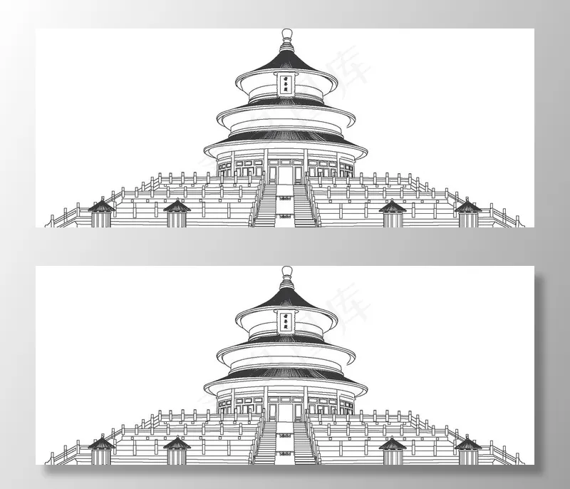 天坛矢量线条画图片eps,ai矢量模版下载