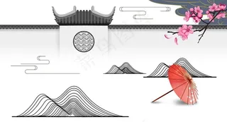 地产古风传统国风插画素材图片