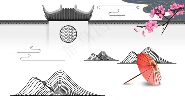 地产古风传统国风插画素材图片 地产古风传统国风插画素材图片